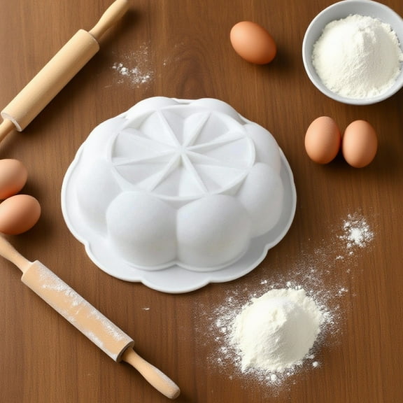 Single Chrysanthemum Petal Silicone Baking Mold - French Mousse Cake Mold for Valentine's Day/Tanabata, Queen Wave Flower Shape, Non-Stick Flexible Mold for Baking Cookies & Desserts, 6.77*1.5in