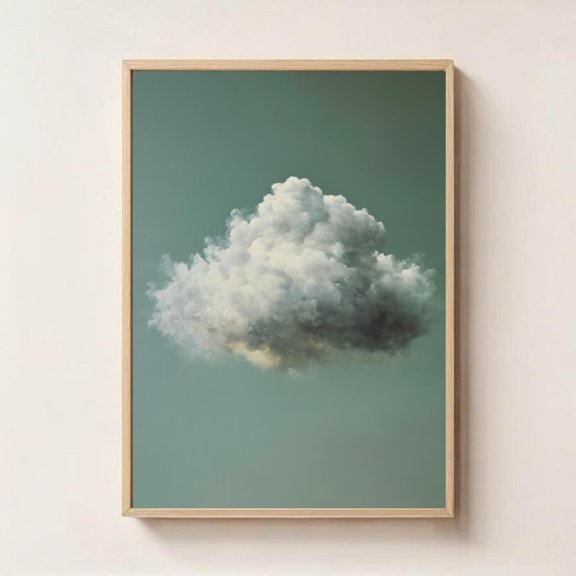 Single Cloud Wall Art Minimal Peace Lightness Divine Flow, Stretched Canvas 16x20in