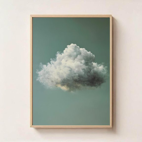 Single Cloud Wall Art Minimal Peace Lightness Divine Flow, Unframed Paper Print