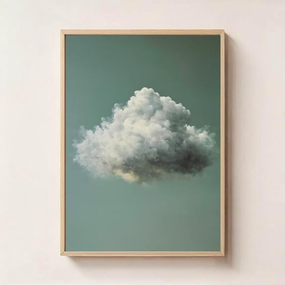 Single Cloud Wall Art Print, Minimal Peace Lightness And Divine Flow