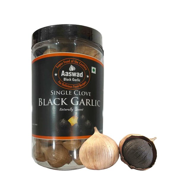 Single Clove Black Garlic 425 Grams /15 OZ Unpeeled Whole aged Garlic , by Aaswad Impex