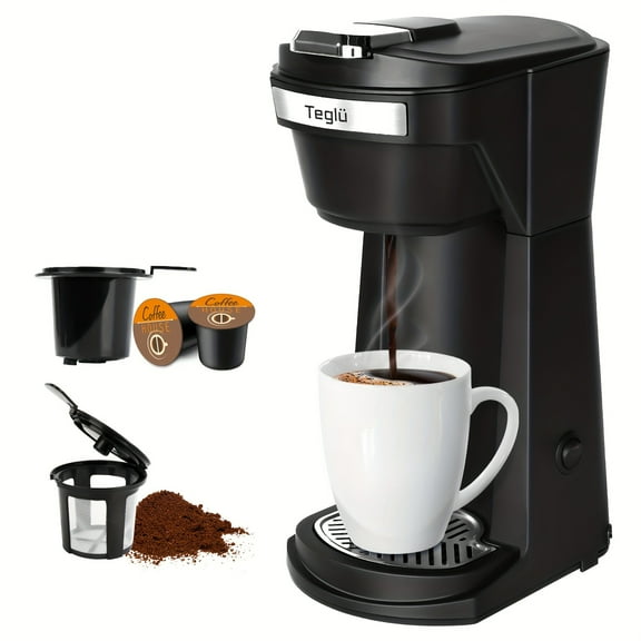 Single Coffee Maker 2in 1 for K Cup Pods & Ground Coffee 3 Color 6-14oz Drip Coffee Machine