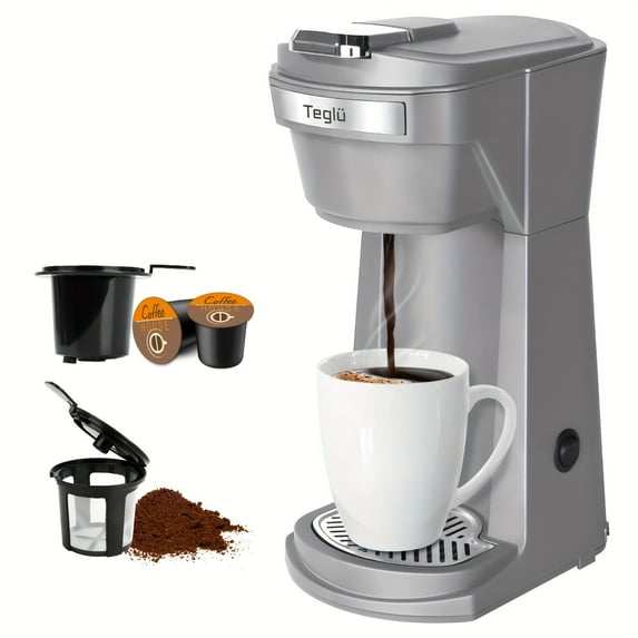 Single Coffee Maker 2in 1 for K Cup Pods & Ground Coffee 3 Color 6-14oz Drip Coffee Machine
