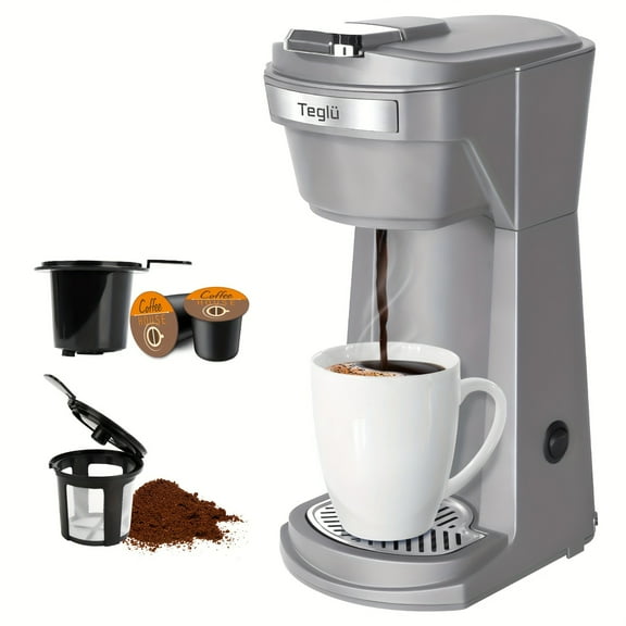 Single Coffee Maker 2in 1 for K Cup Pods & Ground Coffee 3 Color 6-14oz Drip Coffee Machine