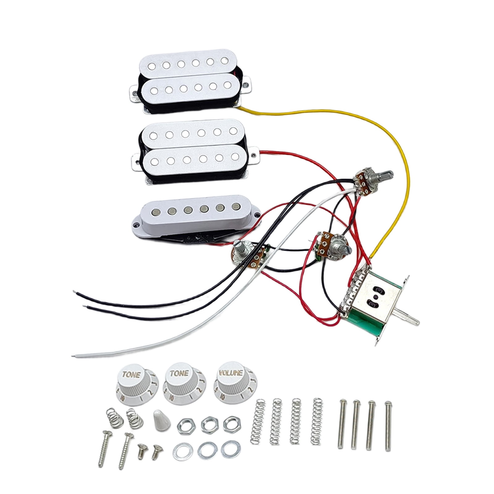 Single Coil Pickups with Prewired Wiring Harness 2 Tone 1 Volumes 5 Way Switches Electric Guitar Replacement Part Set