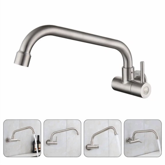 Single Cold Faucet Stainless Steel Tap Pull Out Kitchen Rotatable Sink
