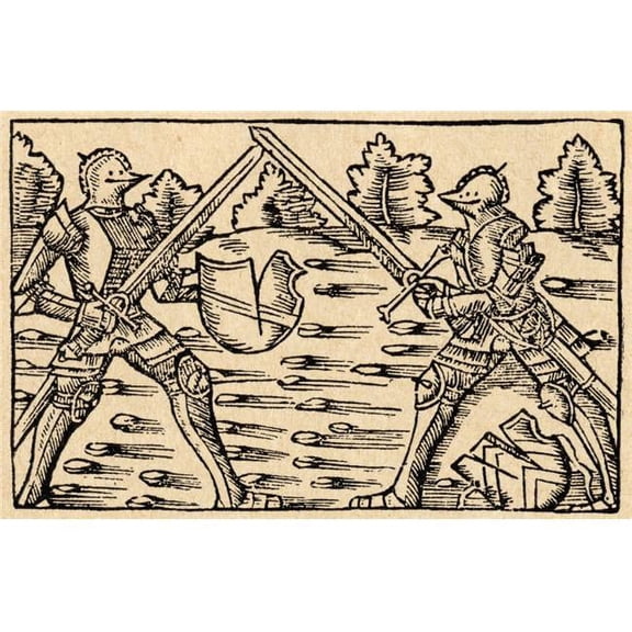 Single Combat Between Knights In Full Armour. After Olaus Magnus. From Sveriges