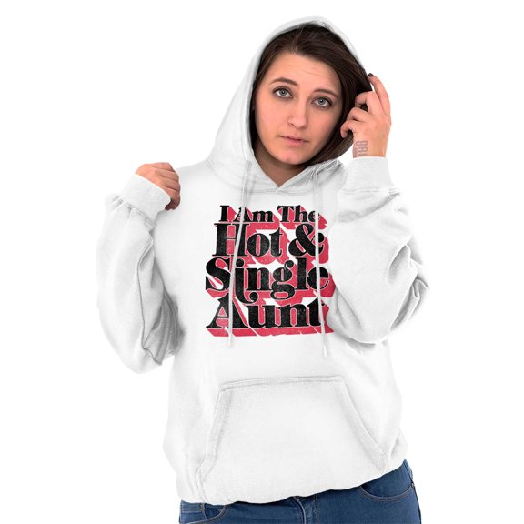 Single Cool Cute Funny Auntie Aunt Hoodie Sweatshirt Women Brisco Brands L