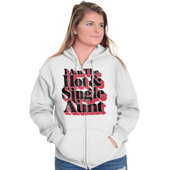 Single Cool Cute Funny Auntie Aunt Zip Hoodie Sweatshirt Women Brisco Brands X