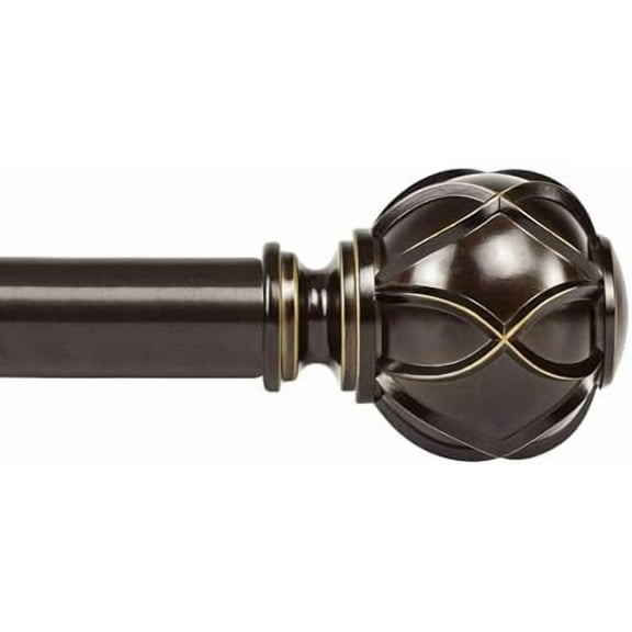 Single Curtain Rod 32 to 58 Inch(2.6-4.8Ft), 7/8 Inch Antique Bronze Adjustable Drapery Rod for Windows, Decorative Netted Texture End