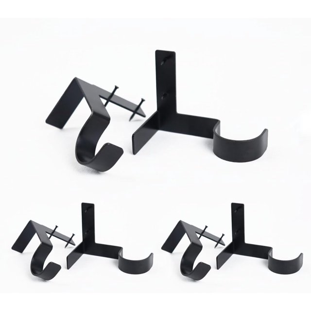 Single Curtain Rod Brackets, Premium Rod Bracket for Walls, No Drill No