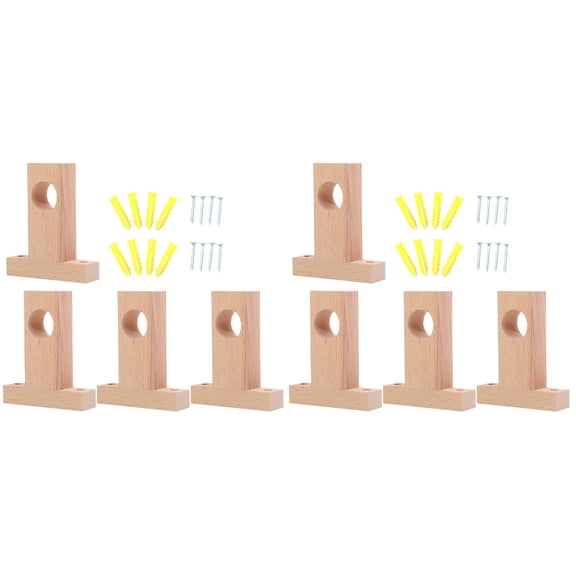 Single Curtain Rod Roman Bracket Accessories Seat Base Shelf 8 Pcs Wood Hook Living Room Solid