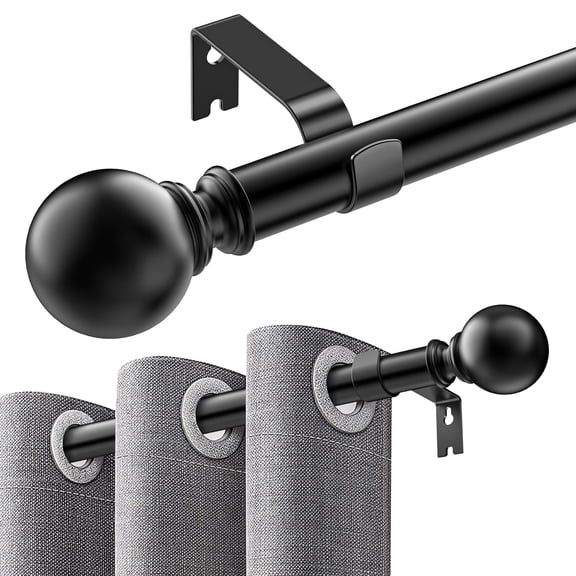 Single Curtain Rods for Windows 32 to 120 inch,Adjustable Window Curtain Rod,Window Curtain Rod with Ball Finials,1 inch Diameter Decorative Curtain Rod Set,Modern Decorative Drapery Rods