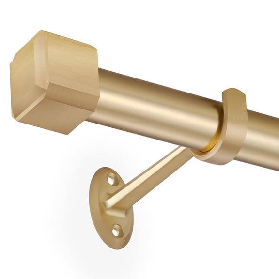 Single Curtain Rods With Square Cylindrical Aluminum Alloy Finials 1 Inch Heavy Duty Drapery Adjustable Length 36-72"(3-6ft)