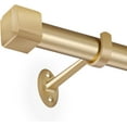 thumbnail image 1 of Single Curtain Rods,with Square Cylindrical Aluminum Alloy Finials,1 Inch Heavy Duty Drapery Rods Adjustable Length 144-164"(12-13.6ft),Gold, 1 of 7