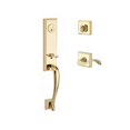 thumbnail image 1 of Single Cylinder Del Mar Handleset Right Hand Curve Lever & Traditional Square Rose, Lifetime Brass, 1 of 1