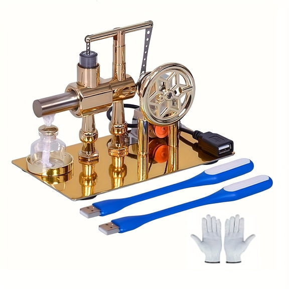 Single Cylinder Stirling Engine Kit - Stainless Steel Pneumatic STEM Educational Model, Physics Experiment Kit for Science Learning & Invention Enthusiasts Holiday Gift