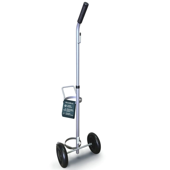 Single D/E Oxygen Cylinder Cart w/Adjustable Handle & Durable Powder-Coated Finish