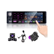 Single DIN Car Bluetooth Radio with Capacitive Touch Screen, FM/AM/RDS Stereo Radio Receiver Dual USB/AUX-in/SD Port + Backup Camera Steering Wheel Control