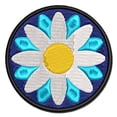 thumbnail image 1 of Single Daisy Flower Applique Multi-Color Embroidered Iron-On Patch - 2.0 Inch Mini, 1 of 5