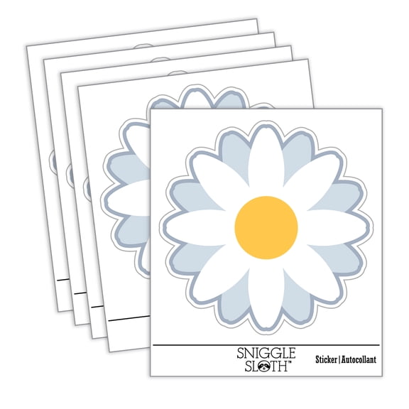 Single Daisy Flower Car Window Bumper Water Bottle Phone Tablet Laptop Waterproof Vinyl Decal Sticker Set 5-Pack - Gloss Finish - 5.0"