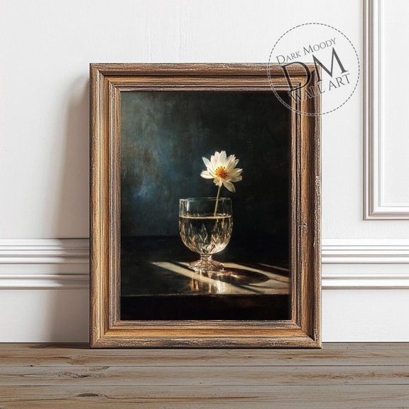 Single Daisy Flower Wall Art Print, Minimalist Still Life Decor