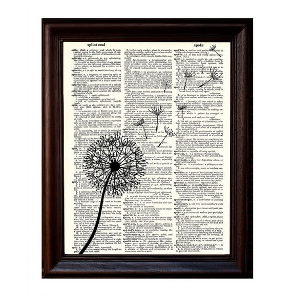 Single Dandelion - Dictionary Art Print Printed On Authentic Vintage Dictionary Book Page - 8 x 10.5