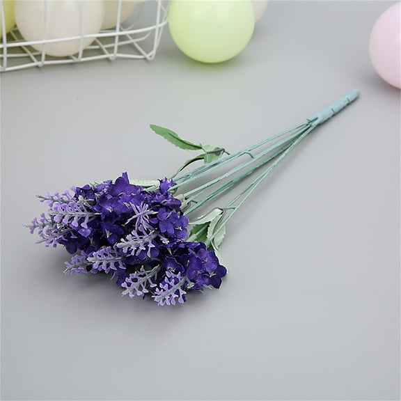 Single Dark Purple 10-Head Lavender Simulation Bouquet B, Artificial Lavender Flower for Bouquets Wedding Home 10 Heads (1 Bunch of Dark Purple Lavender)