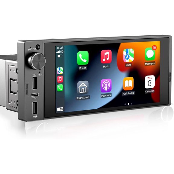 Single Din Touchscreen Radio    Play  , 6In Single Din  Stereo with Mirror Link  FM GPS Navigation SWC EQ
