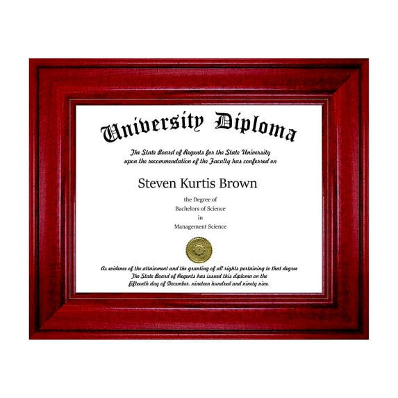 Single Diploma / Document Frame for 14" wide x 11" Tall Diploma