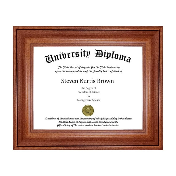Single Diploma / Document Frame for 14" wide x 11" Tall Diploma