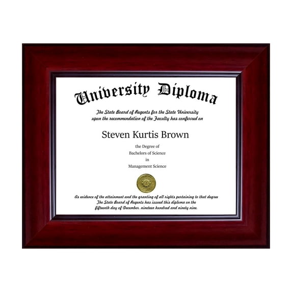 Single Diploma / Document Frame for 15" wide x 12" Tall Diploma