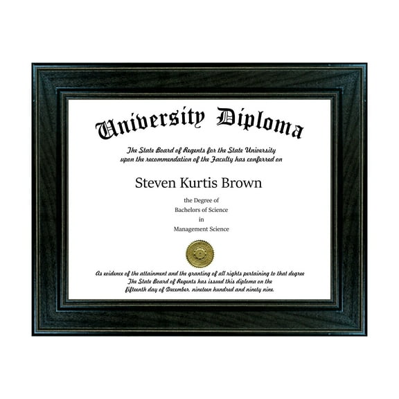 Single Diploma / Document Frame for 16" wide x 12" Tall Diploma