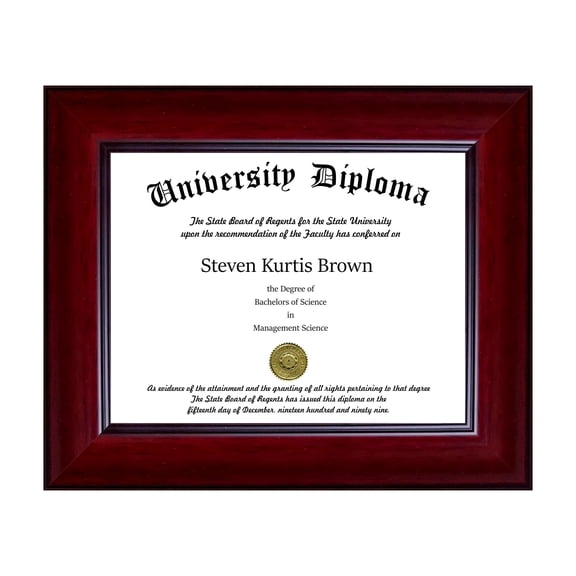 Single Diploma / Document Frame for 17" wide x 14" Tall Diploma
