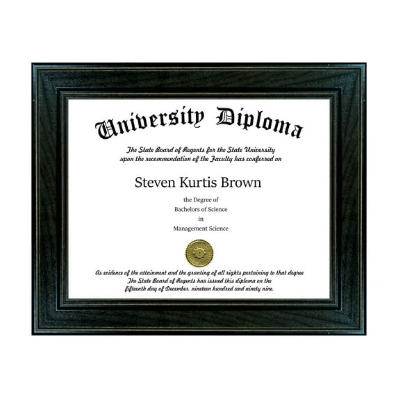 Single Diploma / Document Frame for 9" wide x 7" Tall Diploma