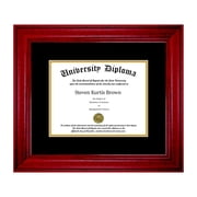 Single Diploma Frame with Double Matting for 14" x 11" Tall Diploma with Cherry 2" Frame