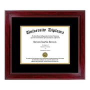 Single Diploma Frame with Double Matting for 8.5 x 11 Tall Diploma with Cherry 1.5 Frame