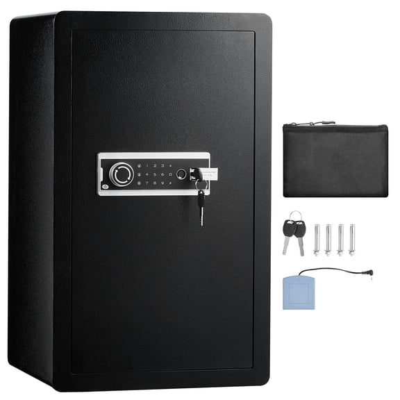 Single Door 4.0 Cu.ft Safe Box, Battery, Safe Lock Box with Fireproof Bag, Height Adjustable & Removable Divider, Jewelry, for home office apartment bedroom and small space use, Black