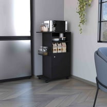 Single Door Cabinet Kitchen Cart With Four - Black, 27.96'' Microwave Countertop For Modern Clip And In Black