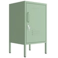thumbnail image 1 of Single Door Lockable Metal End Table & Children's Bedside Table, 2-Tier Storage Cabinet with Adjustable Shelf, Easy Assembly Side Table for Living Room Bedroom Home Office Green, 1 of 6