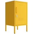 thumbnail image 1 of Single Door Lockable Metal End Table & Children's Bedside Table, 2-Tier Storage Cabinet with Adjustable Shelf, Easy Assembly Side Table for Living Room Bedroom Home Office Yellow, 1 of 7