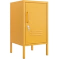 thumbnail image 1 of Single Door Lockable Metal End Table Modern Storage Cabinet Minimalist Room Side Table Adjustable Height Cold Rolled Steel Frame Multifunctional Home Table Yellow Size: 28”H x 13.8”W x 15”D, 1 of 7