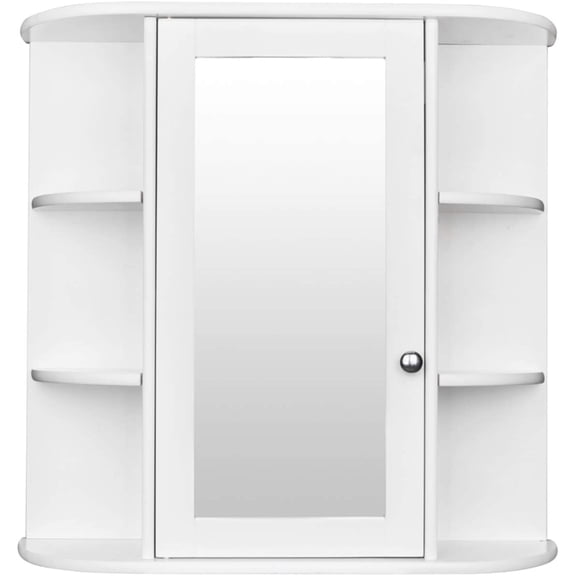 Single Door Mirror Indoor Bathroom Wall Mounted Cabinet Shelf White Bathroom Mirror Cabinet, Chic Storage Cabinet Medicine Cabinet Furniture for Home Multipurpose