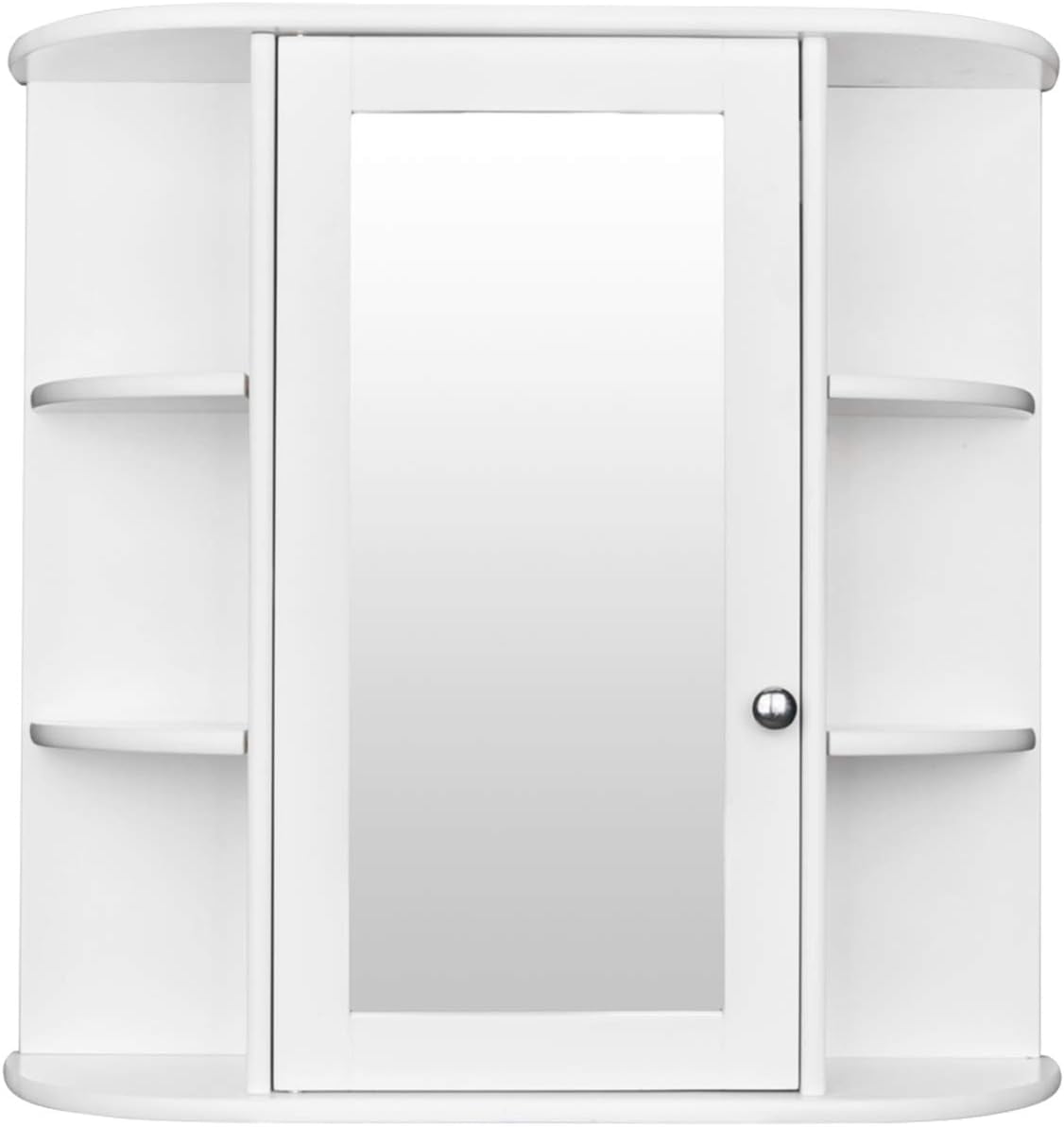 Single Door Mirror Indoor Bathroom Wall Mounted Shelf White