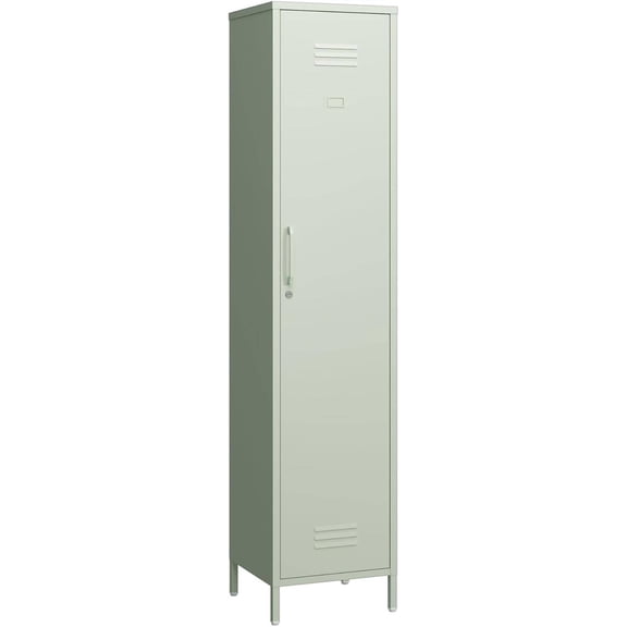Single-Door Tall Metal Locker with Adjustable Shelves, Mint Green Storage Cabinet for Living Room (15.8"W x 15"D x 70.9"H)