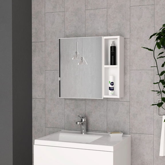 Single Door, Two External Shelves - Modular Compartment for Cosmetics - Bathroom Vanity - Tidy Look