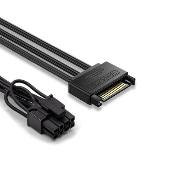 Single/Double 15Pin to 8 Pin Power Connectors Cable for Graphics Card Stable Power Supply Practical Addition