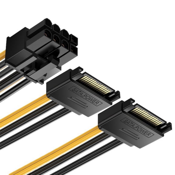 Single/Double 15Pin to 8 Pin Power Connectors Cable for Graphics Card Stable Power Supply Practical Addition