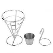 Single/Double Cup Plating French Fries Stand Buffet Cone Snacks Display Stand Fries Baskets Metal Wire French Fry Holder, Fried Chicken Display Rack[Single Cup]