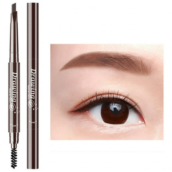 Single Double-Headed Eyebrow Pencil - Triangular Tip, 0.007oz, Smooth Long-Lasting Color, Natural Easy to Apply, Rotating Refill, Waterproof, Professional Brow Makeup, Women 1PC*1